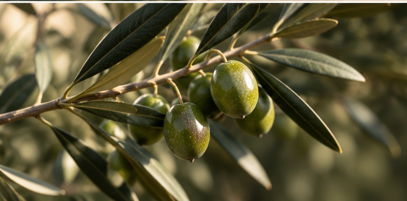 Ramo de oliveira com azeitonas